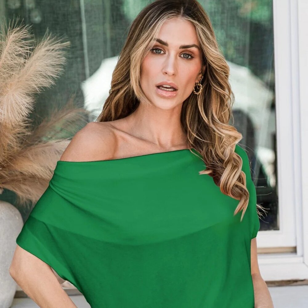 Elegant Green Off-Shoulder Blouse